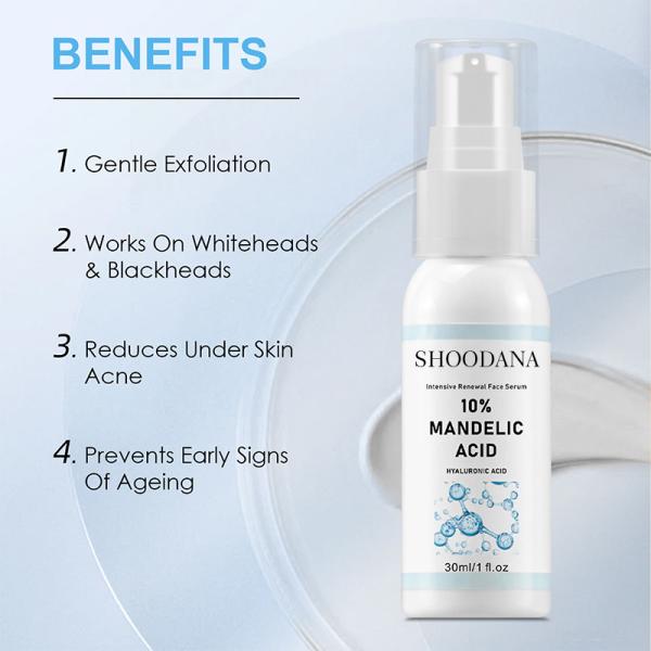 Sérum Essence Visage Raffermissant Hydratant Lissant au Collagène 10% Acide Mandélique pour Soin de la Peau Hydratant