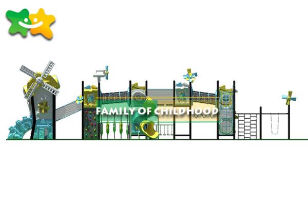 Fun Outdoor Playhouse With Slide And Swing , Kids Outdoor Climbing Equipment Frames