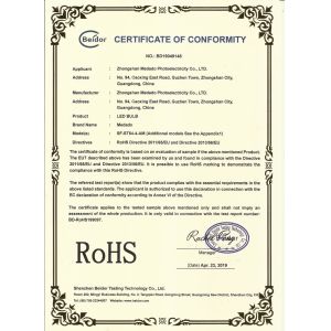 ZHONGSHAN MEDADO PHOTOELECTRICITY CO.,LTD Сертификации