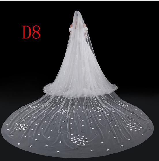 Long drag lace veil, Europe and the United States pure white bud silk yarn, around the shoulder of the beautiful long