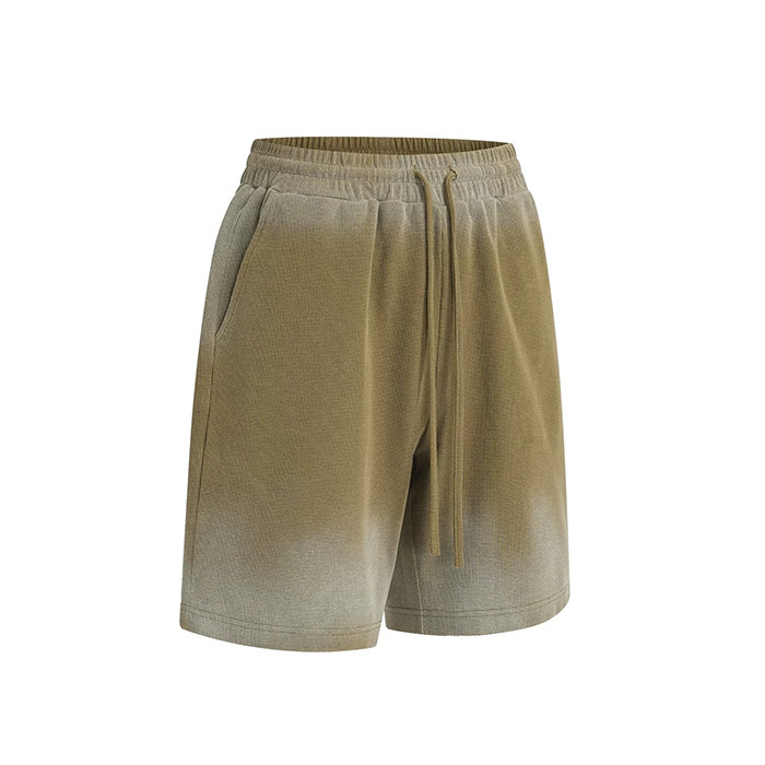325GSM Airbrushed Waffle Knit Shorts Gradient 71% Cotton Blend Shorts Anti Pilling