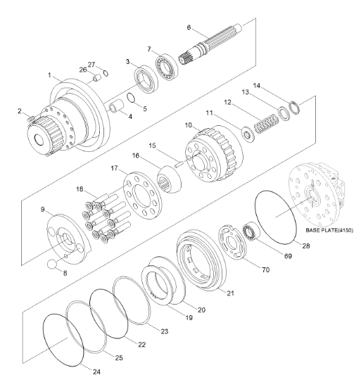 XKAY-00452 Rotary Kit HYUNDAI Excavator Travel Motor Parts Fit For R110-7 R140LC-7 R180LC-7