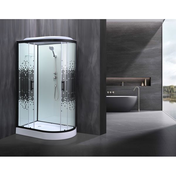 Popular Arc-shaped shower room matt black frame with ABS roof and tray