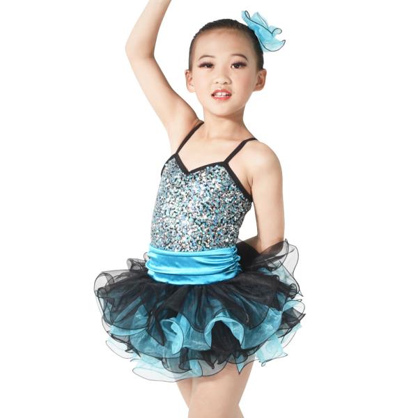 Endearing Dance Competition Wear Sweetheart Bodice Blue Short Dresses , Neck Collar Bodice Layered Frill Dress