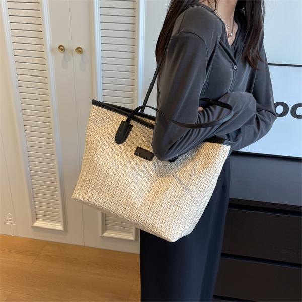 Sustainable Bamboo Bag With Handle, Shopping Bag For Beach Summer Vibe Wholesale Vietnam Handicraft Crochet Raffia Sac Bolsa Mujer Bucket Tote Shoulder Designer Women Straw Bag