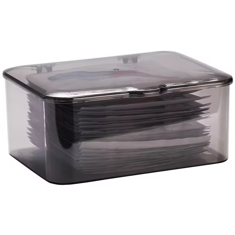 Minimalist Style Acrylic Flip-top Storage Box Plastic Cosmetics Organizer Snack Transparent Organizer Customizable Mask Box