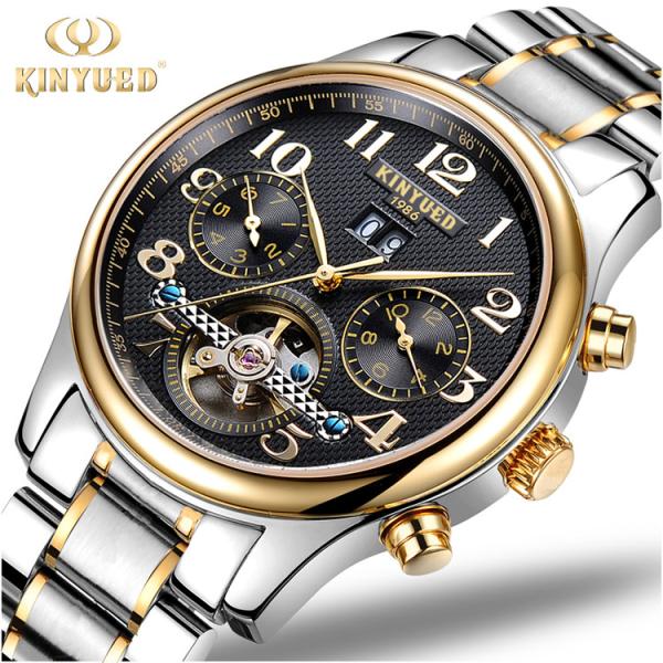 Hot stainless Steel Men's business sport Tourbillon automatic mechanical movement wrist watch