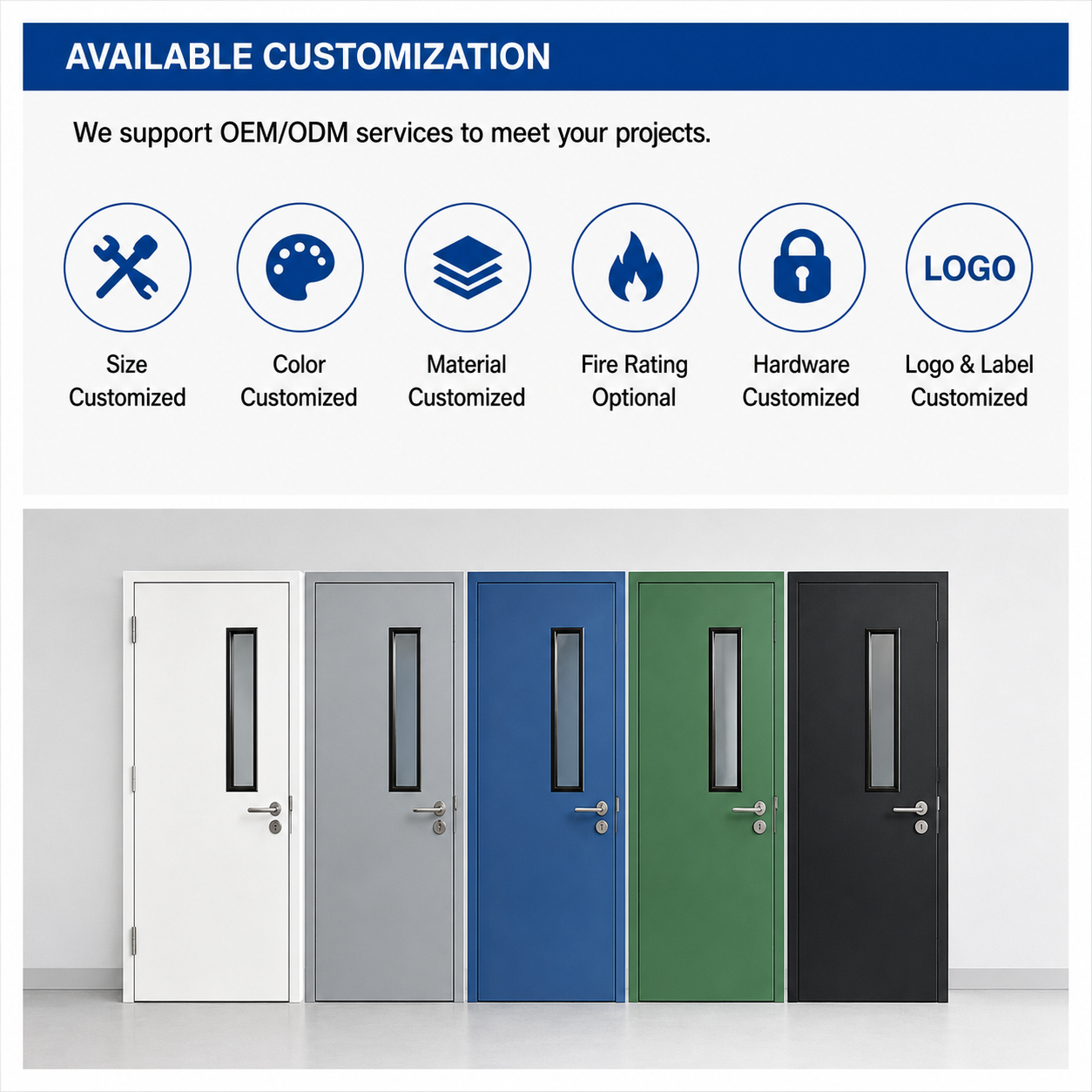 Steel Construction Metal Fire Door For Commercial Buildings And Industrial Facilities