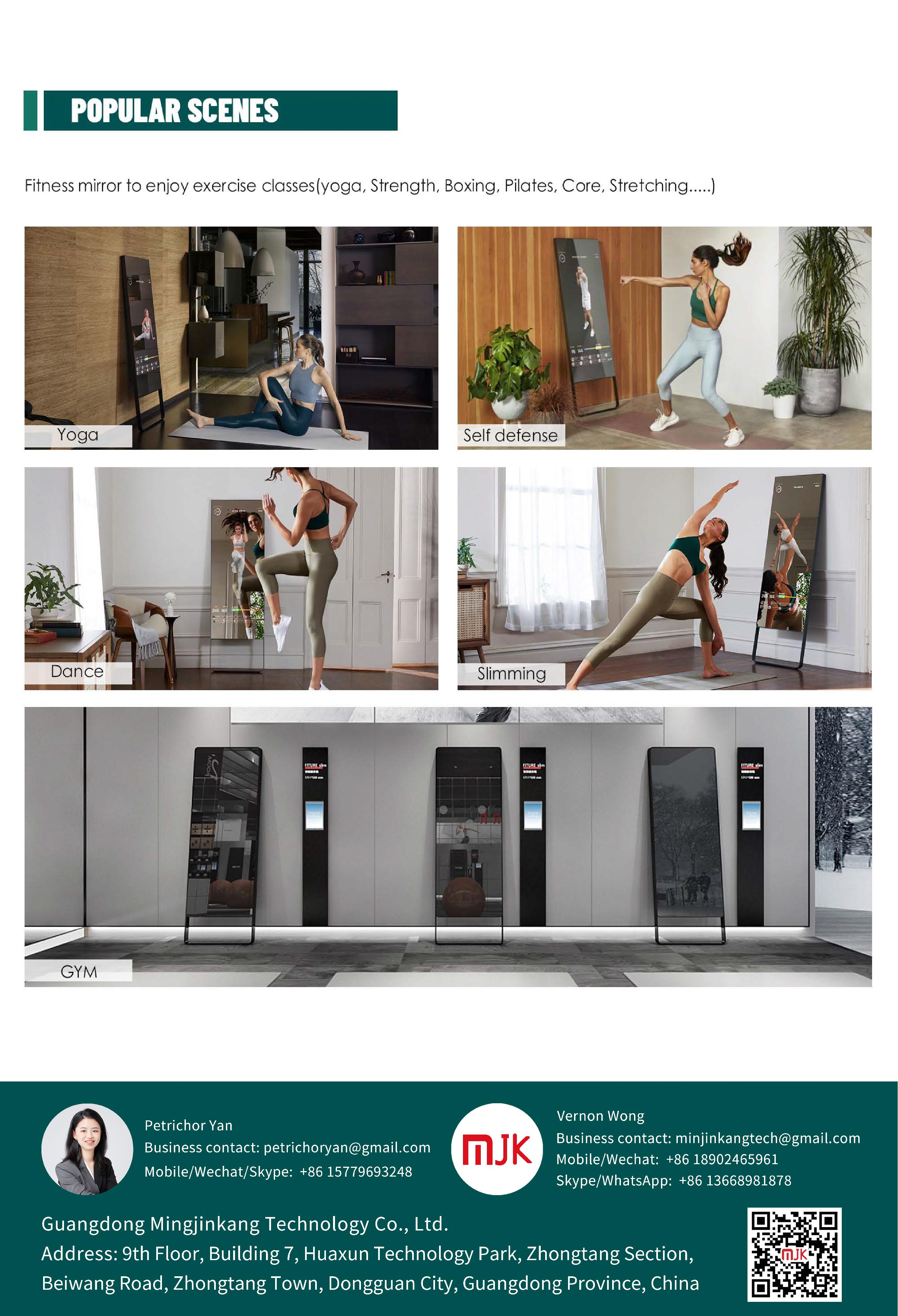 43-Inch Smart Magic Android WIFI Interactive Touch Screen Fitness Mirror Floor Standing for Gym Use