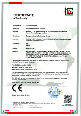Guangzhou Boente Technology Co., Ltd (Bo Ente Industrial Co., Limited) Сертификации