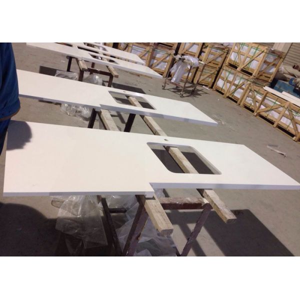 L - Sharped Quartz Bathroom Vanity Tops , White Kitchen Quartz Countertops