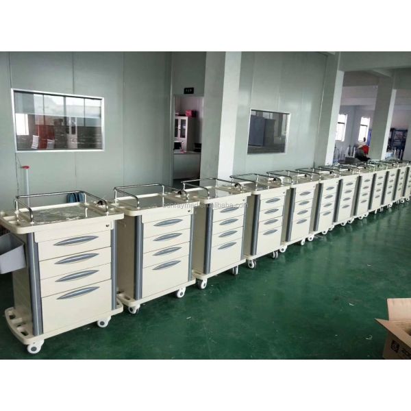 Hospital Medical Records Crash Cart  ABS Emergency Medical Cart Trolley  with Drawers Trolley Medical