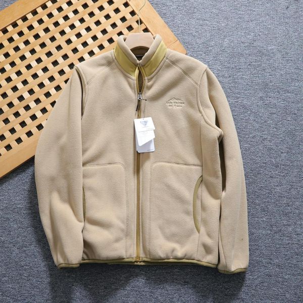 Embroidered polar fleece Unisex thickened warm stand collar men's jacket coat knitted