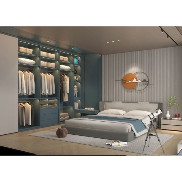 Nuevo armario de acero inoxidable de estilo chino azul gris con solución de almacenamiento múltiple