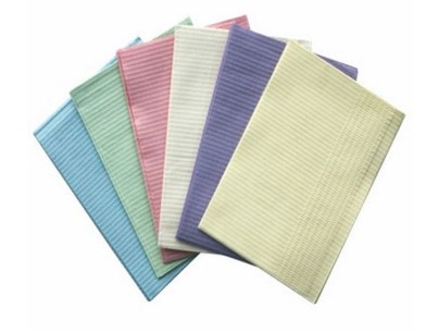 Disposable multi-colored dental paper laminated with film bib for medlical treatment