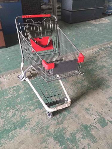 Coated Metal Steel Grocery Store Powder Shopping Trolley With 4 Wheel , SGS / ISO9002