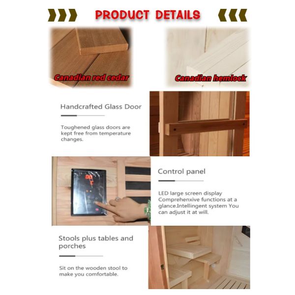 Factory Supply Hemlock 5-6 person Infrared Sauna Room with Computer Control Panel Function