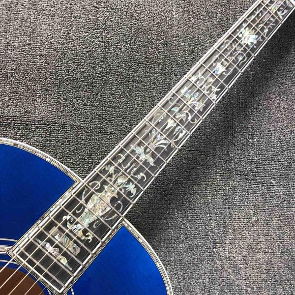 Solid Spruce Top Mahogany Neck Burst Maple Veneer Ebony Fingerboard Abalone Om45s Style Acoustic Guitar