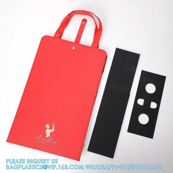 Wine Carrier Tote Bag, 2 Bottles Leather Wine Gift Bag, Reusable Champagne Bottle Bag For Wine Lover Gift Party Picnic