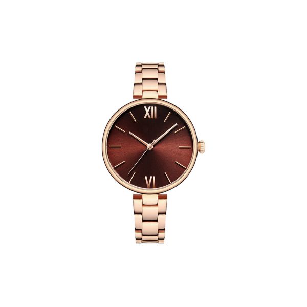 Water Resistant Women'S Stainless Steel Watch , Swirl Mark Dial Metal Strap Watches For Ladies