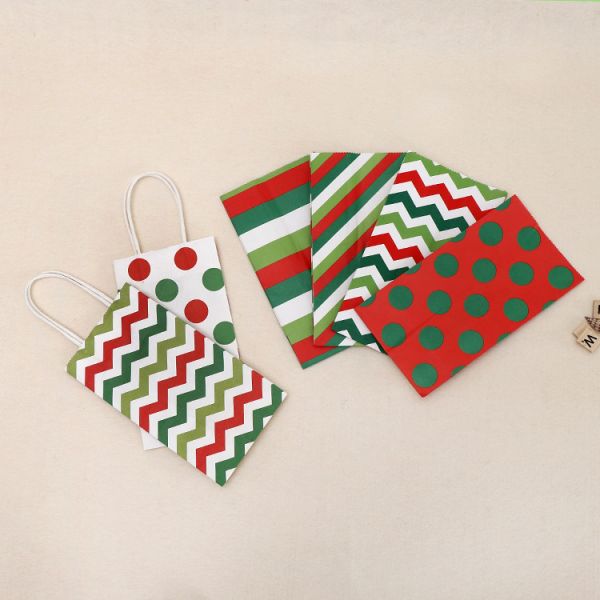 Fancy Fête de Noël Favour Gift Kraft Sac en papier avec poignée Couleur personnalisée Accepté