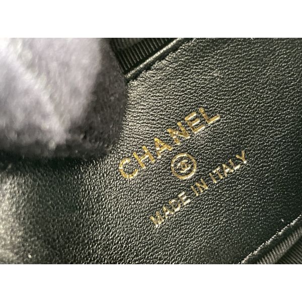 Ap3095 Black Mini Fabric Chanel Flap Bag Coin Purse 20 Inch