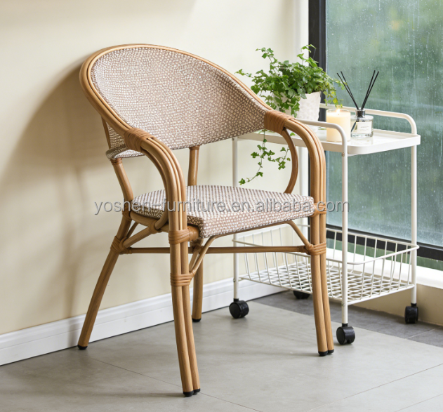 Yoshen French Style Garden Chair Faux Bamboo Frame with Sling Fabric Seat for Outdoor Patio