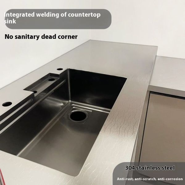 Sleek Stainless Steel Kitchen Island Brushed With 5mm Thickness Countertop