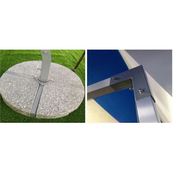 зонтик патио 2.5M бежевый двойной вокруг смещенного зонтика основание 360 градусов вращая