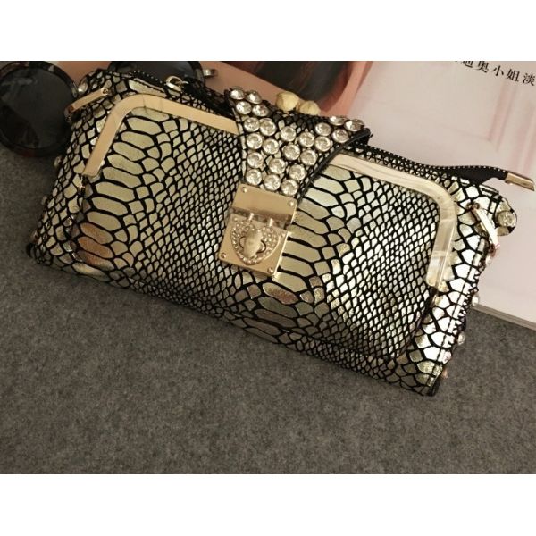 2016 new winter fashion handbags serpentine chain bag diamond evening bag luxury