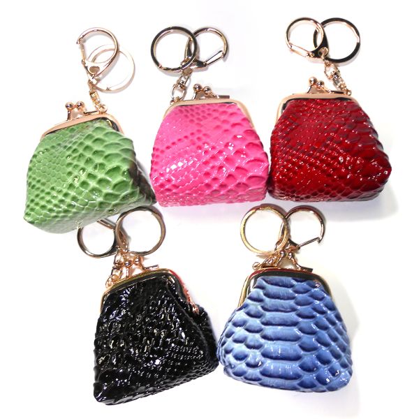 Printing Logo Handmade Leather Mini Coin Purse Keyring Gold Plating