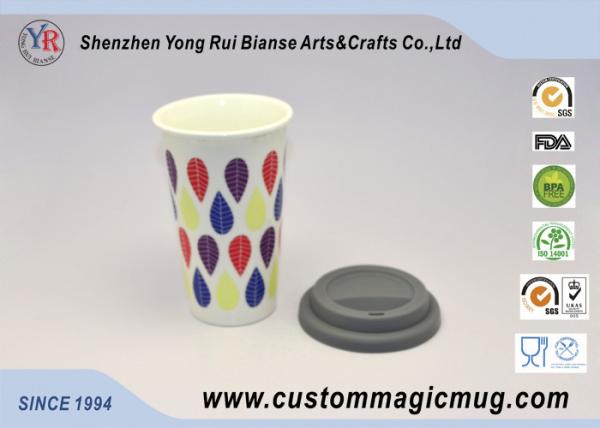 Temperature Sensitive Printed Starbucks Ceramic Mug With Lid And Sleeve
