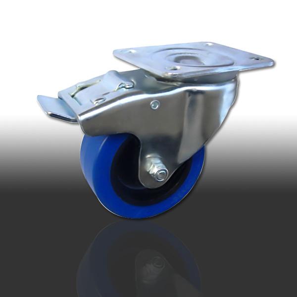 4/100mm Heavy duty swivel castor with Braked, with blue wheel. MS-W9008