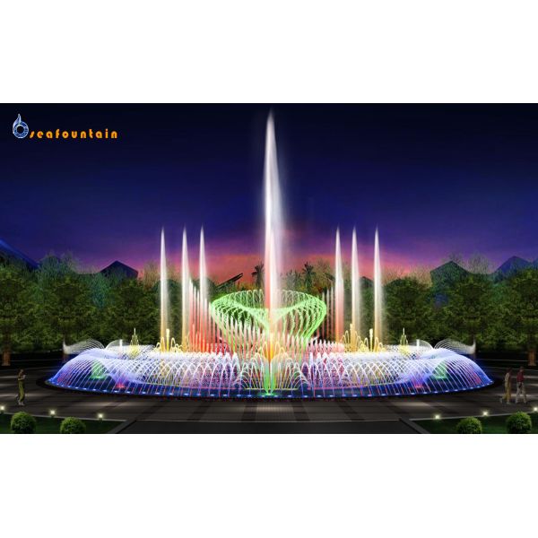 Музыка играет вода сад фонтан танцы фонтаны