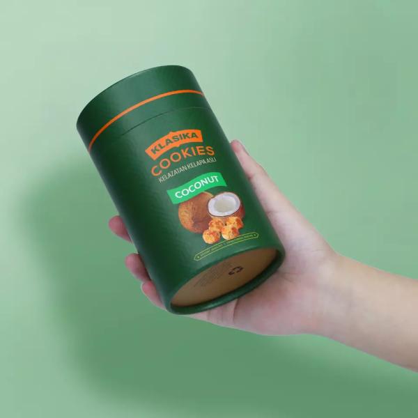 Eco friendly Round Cardboard Powder Container Cookie Coffee Bean Food Paper Tube with Metal Lid