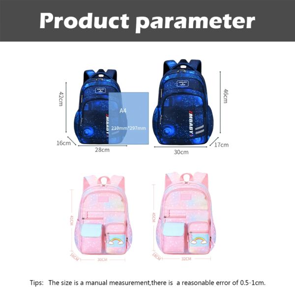 Children Waterproof Side Opening School Backpack For Kids Primary School Student