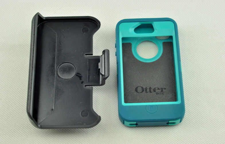 Waterproof Outerbox Iphone 4 Hard Shell Case Deep Teal Blue With TPU Metarial