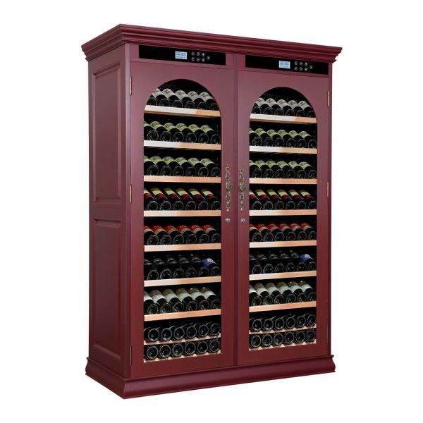 Burgundy Solid Wood Dual Zone Kitchen Wine Cooler with Smart Digital Control Panel