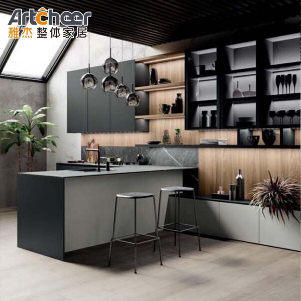 Italian Style Lacquer Finish L Shape Kitchen Cabinet with 3 Years Warranty