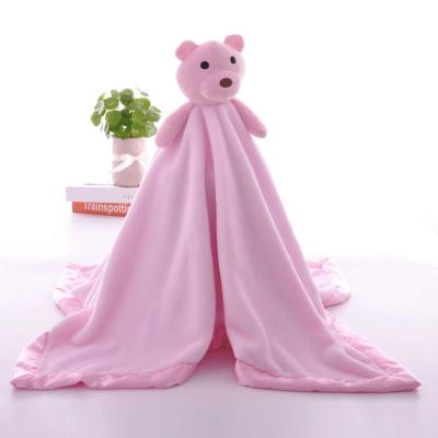 Pink Plush Fleece Security Blanket Lovey Newborn Animal Stuffed Blanket