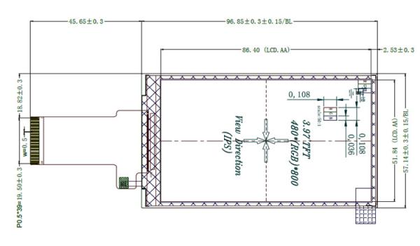 ROHS 3.97Inch 480X800  RGB Interface IPS TFT LCD Display
