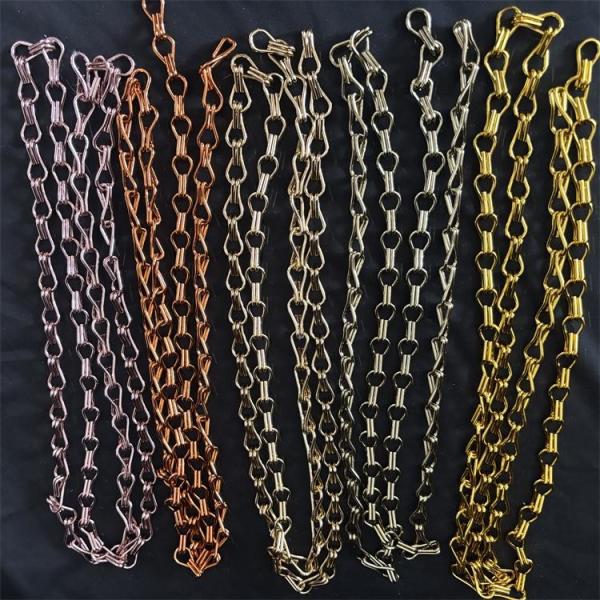 Metallic Fly Screen Hanging Aluminium Double Hook Chain Decorative Curtain For Restaurant Hall