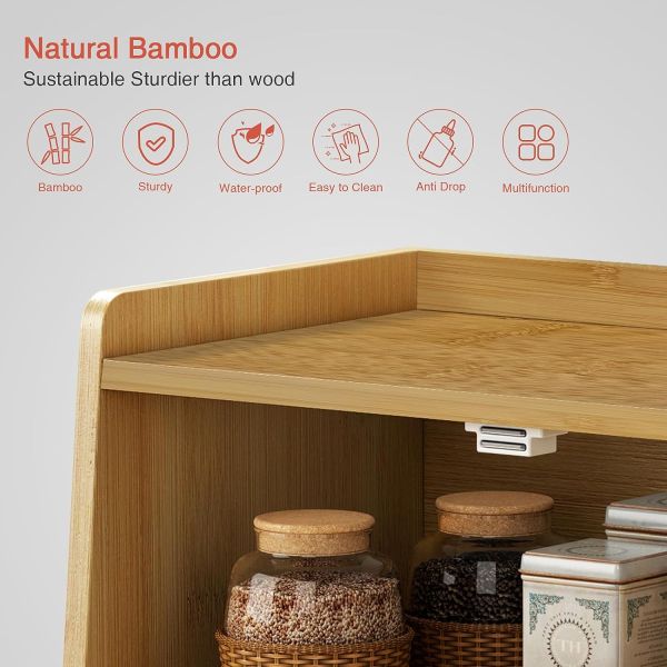 Custom Order Extra Large 2-Shelf Wooden Bread Storage Container for Kitchen Countertop