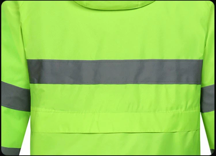 Reflective Raincoat, Classic Raincoat Waterproof Hi Vis Reflective Long Rain Jacket ANSI Class 3 Yellow, 4X-Large