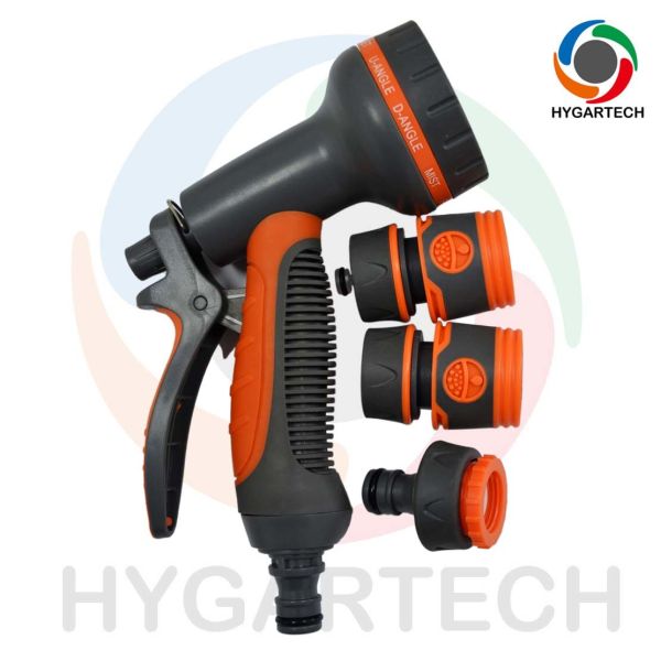 Garden 8 Function Spray Nozzle with Click Quick Connect Coupling and Hose