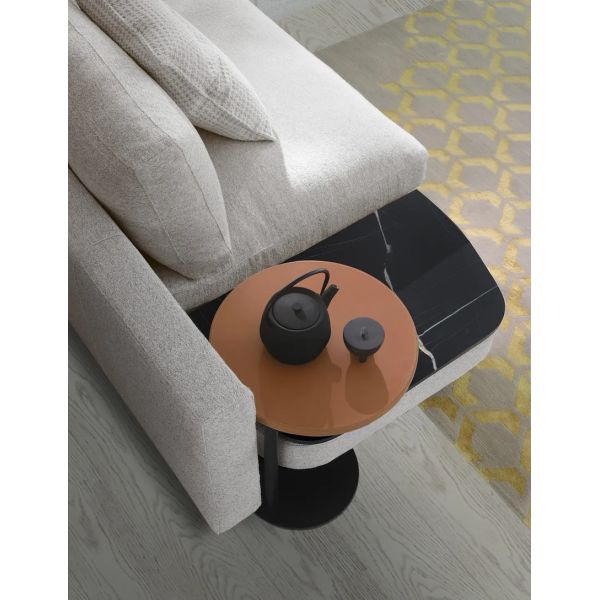 Flexible C Table Sofa Chair White Marble Finish Iron Base Side Table