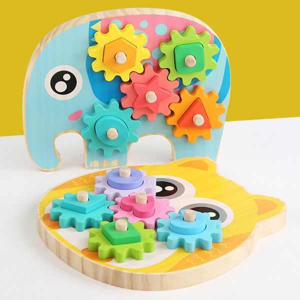 Intelligent Elephant Owl Gear Block Wood Creative Animal Design