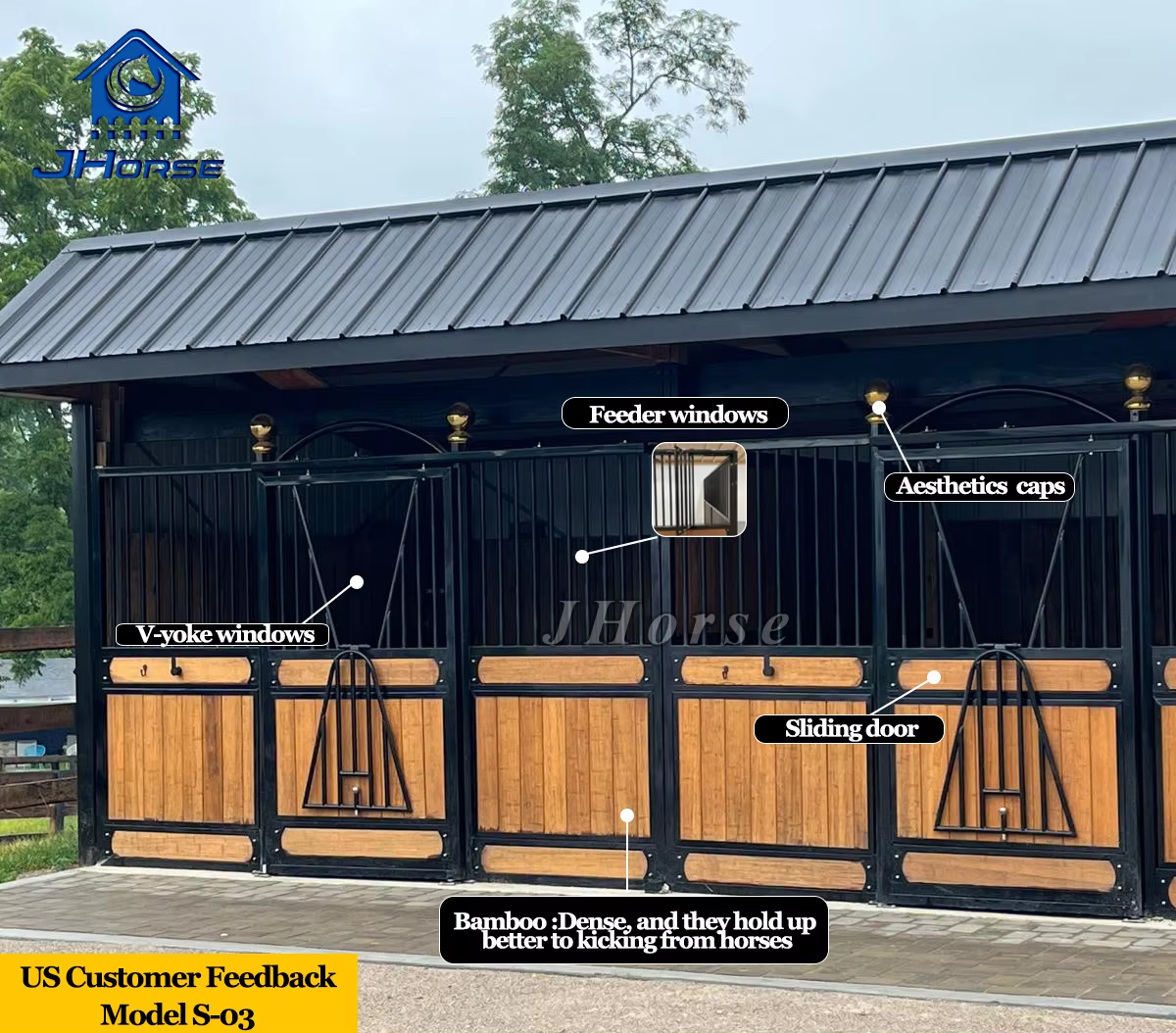 Outdoor Safety Horse Stables Stalls Panel Window and Door Size Customized