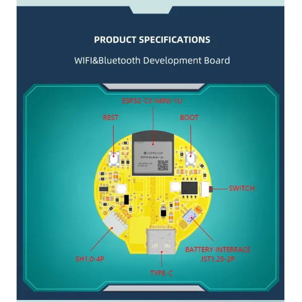 IPS TFT дисплейный модуль ESP32 240x240 Пиксельное разрешение 20g Вес 32,4 мм Эффективная площадь