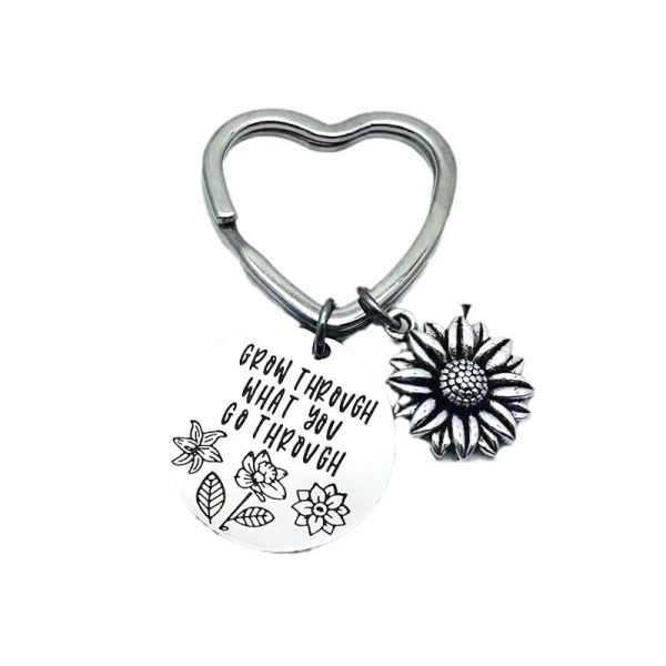 Petit pendentif Daisy mode porte-clés lettres porte-clés en acier inoxydable Pour les amis